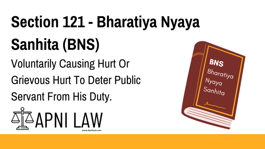 Section 121 - Bharatiya Nyaya Sanhita (BNS) - Voluntarily Causing Hurt Or Grievous Hurt To Deter Public Servant From His Duty