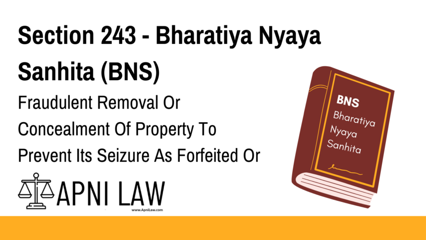 Section 243 - Bharatiya Nyaya Sanhita (BNS) - Fraudulent Removal Or Concealment Of Property To Prevent Its Seizure As Forfeited Or In Execution