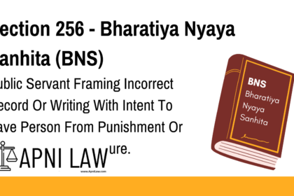 Section 256 - Bharatiya Nyaya Sanhita (BNS) - Public Servant Framing Incorrect Record Or Writing With Intent To Save Person From Punishment Or Property From Forfeiture