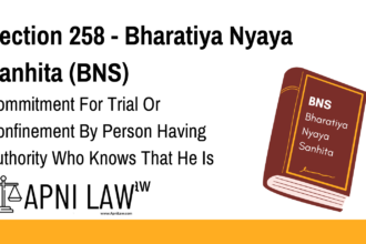 Section 258 - Bharatiya Nyaya Sanhita (BNS) - Commitment For Trial Or Confinement By Person Having Authority Who Knows That He Is Acting Contrary To Law
