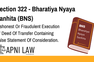 Section 322 - Bharatiya Nyaya Sanhita (BNS) - Dishonest Or Fraudulent Execution Of Deed Of Transfer Containing False Statement Of Consideration