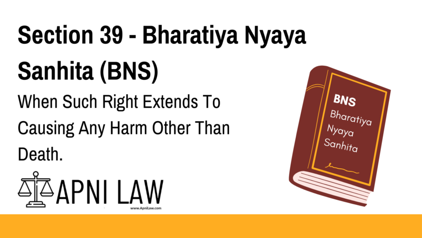 Section 39 - Bharatiya Nyaya Sanhita (BNS) - When Such Right Extends To Causing Any Harm Other Than Death