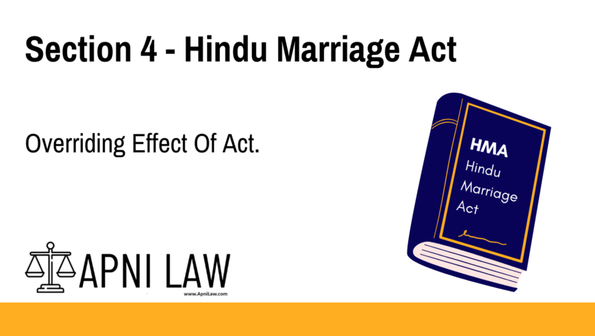 Section 4 - Hindu Marriage Act - Overriding Effect Of Act