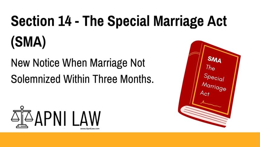 Section 14 - The Special Marriage Act (SMA) - New Notice When Marriage Not Solemnized Within Three Months