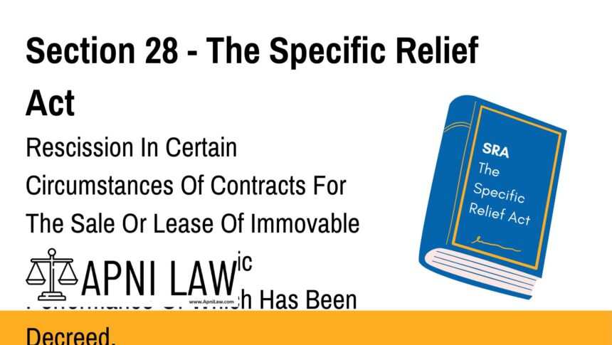 Section 28 - The Specific Relief Act - Rescission In Certain Circumstances Of Contracts For The Sale Or Lease Of Immovable Property, The Specific Performance